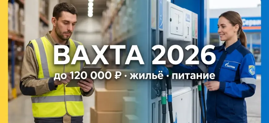 Работа вахтой в 2026 году: вакансии на складе Яндекс.Маркета и АЗС Газпромнефти с зарплатой до 120 000 рублей