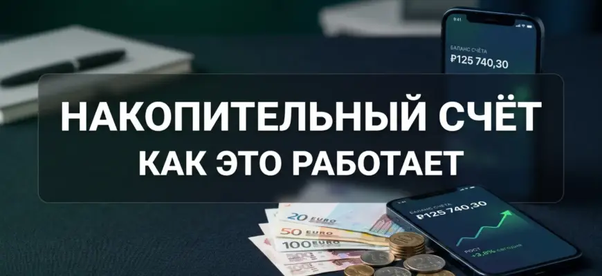 Накопительный счёт — как это работает: деньги и смартфон с растущим балансом